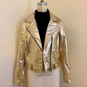 Metallic Gold Biker Jacket